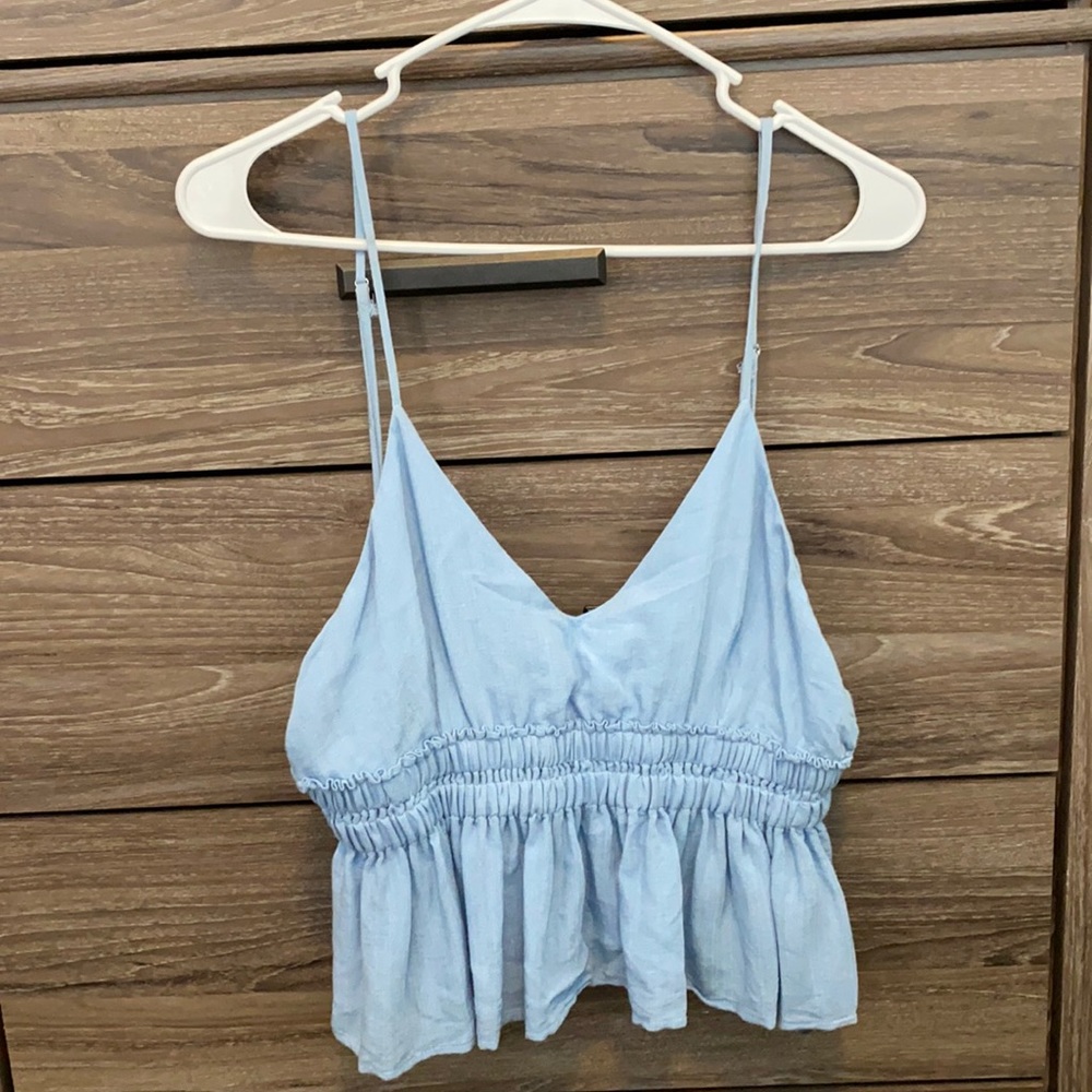 Light Blue Ruffle Crop Top